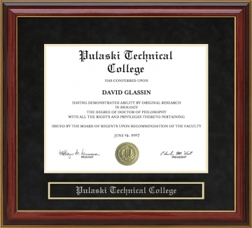 Pulaski Technical College Mahogany Diploma Frame