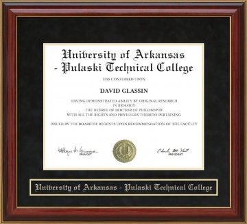 University of Arkansas - Pulaski Technical College Mahogany Diploma Frame