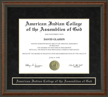 American Indian College of the Assemblies of God (AICAG) Diploma Frame