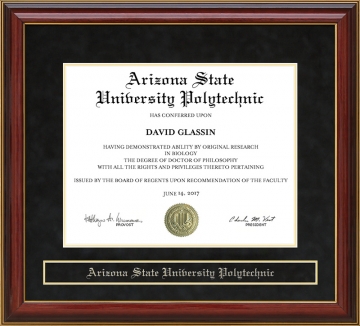 Arizona State University Polytechnic (ASU Poly) Mahogany Diploma Frame