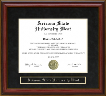 Arizona State University West (ASU West) Mahogany Diploma Frame