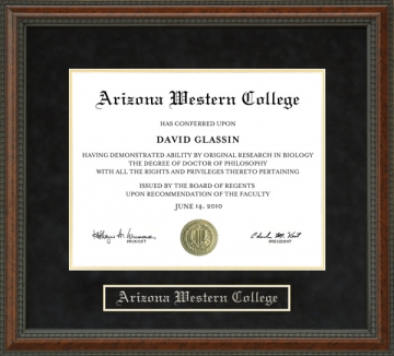 Arizona Western College (AWC) Diploma Frame