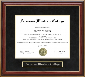 Arizona Western College (AWC) Mahogany Diploma Frame