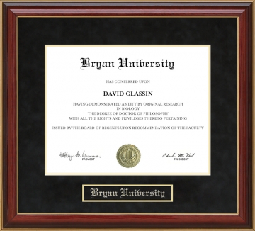 Bryan University Mahogany Diploma Frame