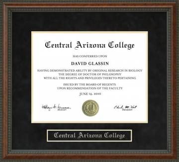 Central Arizona College (CAC) Diploma Frame