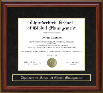 Thunderbird School of Global Management Mahogany Diploma Frame