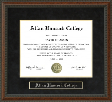 Allan Hancock College (AHC) Diploma Frame