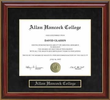 Allan Hancock College (AHC) Mahogany Diploma Frame