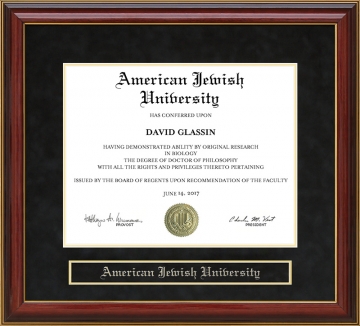 American Jewish University (AJU) Mahogany Diploma Frame