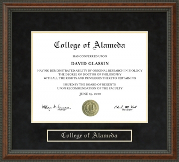 College of Alameda Diploma Frame