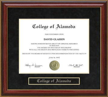 College of Alameda Mahogany Diploma Frame