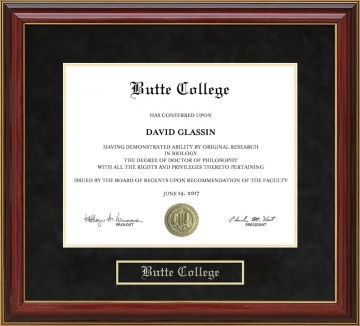 Butte College Mahogany Diploma Frame