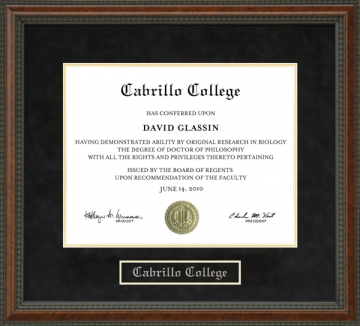 Cabrillo College Diploma Frame