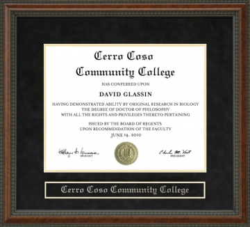 Cerro Coso Community College Diploma Frame