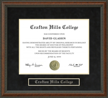 Crafton Hills College (CHC) Diploma Frame