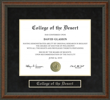 College of the Desert (COD) Diploma Frame