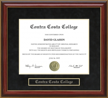 Contra Costa College Mahogany Diploma Frame