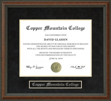 Copper Mountain College (CMC) Diploma Frame