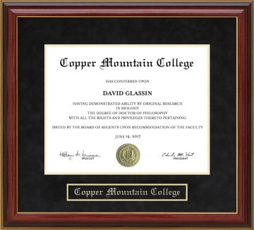 Copper Mountain College (CMC) Mahogany Diploma Frame