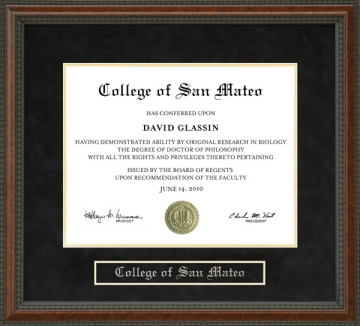 College of San Mateo (CSM) Diploma Frame