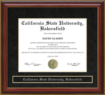 California State University, Bakersfield (CSUB) Mahogany Diploma Frame