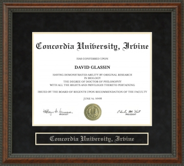 Concordia University, Irvine (CUI) Diploma Frame