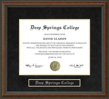 Deep Springs College Diploma Frame