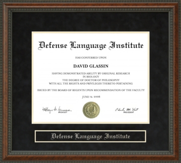 Defense Language Institute (DLI) Diploma Frame