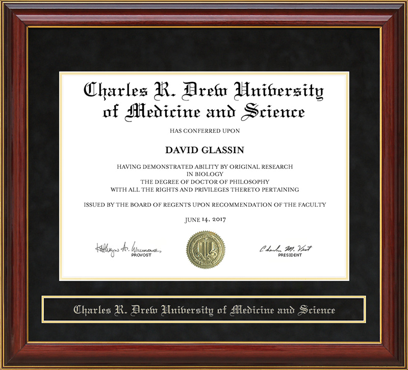 Charles R. Drew University of Medicine and Science Mahogany Diploma ...