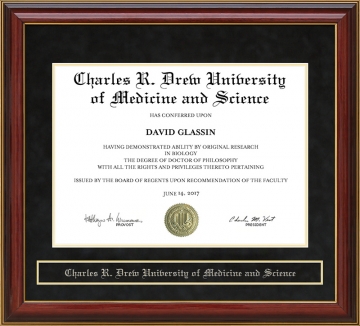 Charles R. Drew University of Medicine and Science Mahogany Diploma Frame