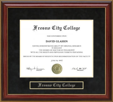 Fresno City College Mahogany Diploma Frame