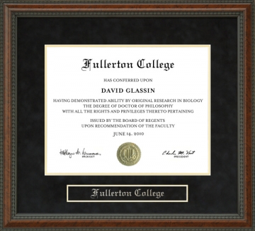 Fullerton College Diploma Frame