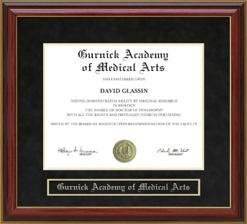 Gurnick Academy of Medical Arts Mahogany Diploma Frame