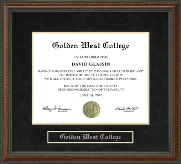 Golden West College (GWC) Diploma Frame