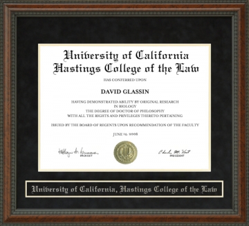 University of California, Hastings College of the Law Diploma Frame