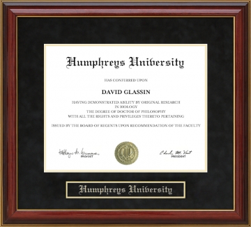 Humphreys University Mahogany Diploma Frame