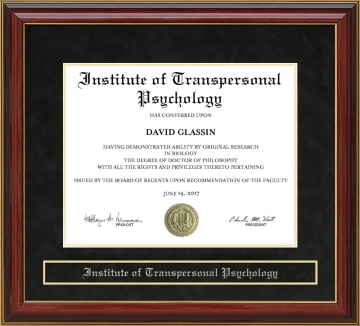 Institute of Transpersonal Psychology (ITP) Mahogany Diploma Frame