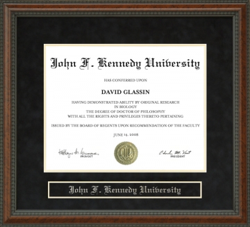 John F. Kennedy University (JFKU) Diploma Frame