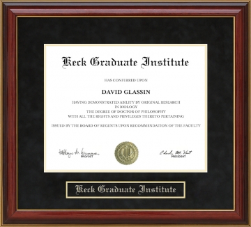 Keck Graduate Institute Mahogany Diploma Frame