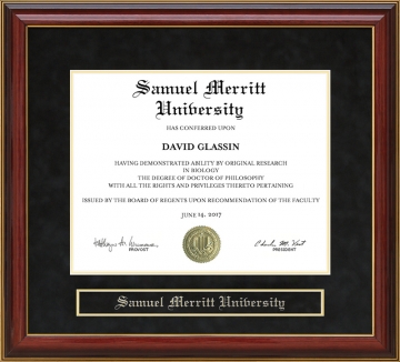 Samuel Merritt University Mahogany Diploma Frame