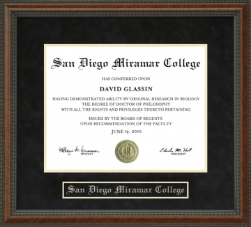 San Diego Miramar College Diploma Frame