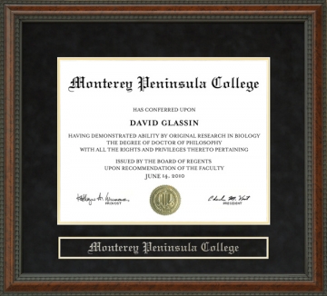 Monterey Peninsula College (MPC) Diploma Frame