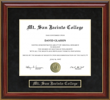 Mt. San Jacinto College (MSJC) Mahogany Diploma Frame