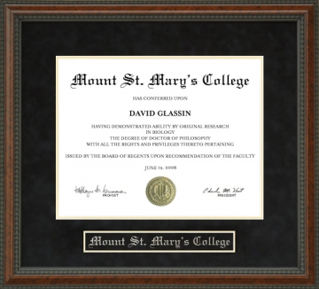 Mount St. Mary's College (MSMC) Diploma Frame