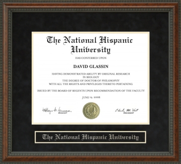 The National Hispanic University (NHU) Diploma Frame