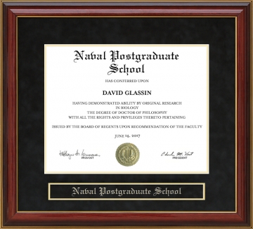 Naval Postgraduate School (NPS) Mahogany Diploma Frame