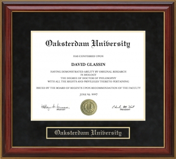 Oaksterdam University Mahogany Diploma Frame