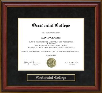 Occidental College (Oxy) Mahogany Diploma Frame