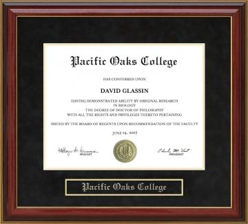 Pacific Oaks College Mahogany Diploma Frame