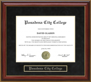 Pasadena City College Mahogany Diploma Frame